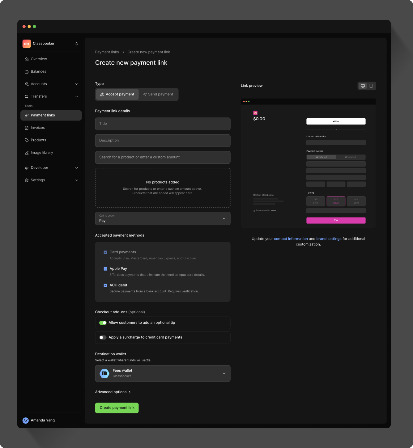 Tipping setup
