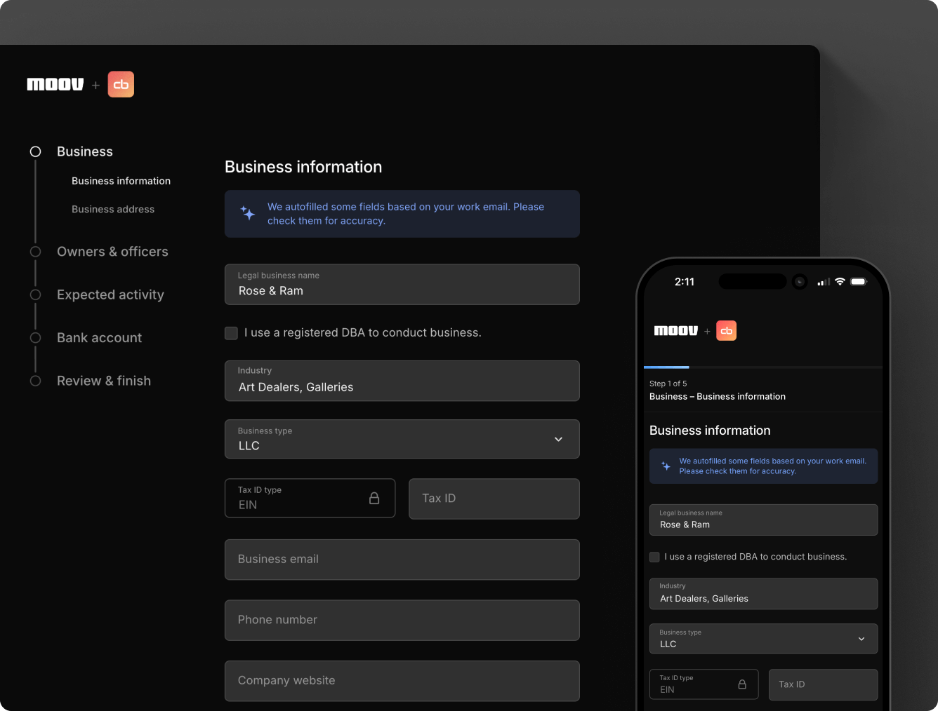 Merchant onboarding flow