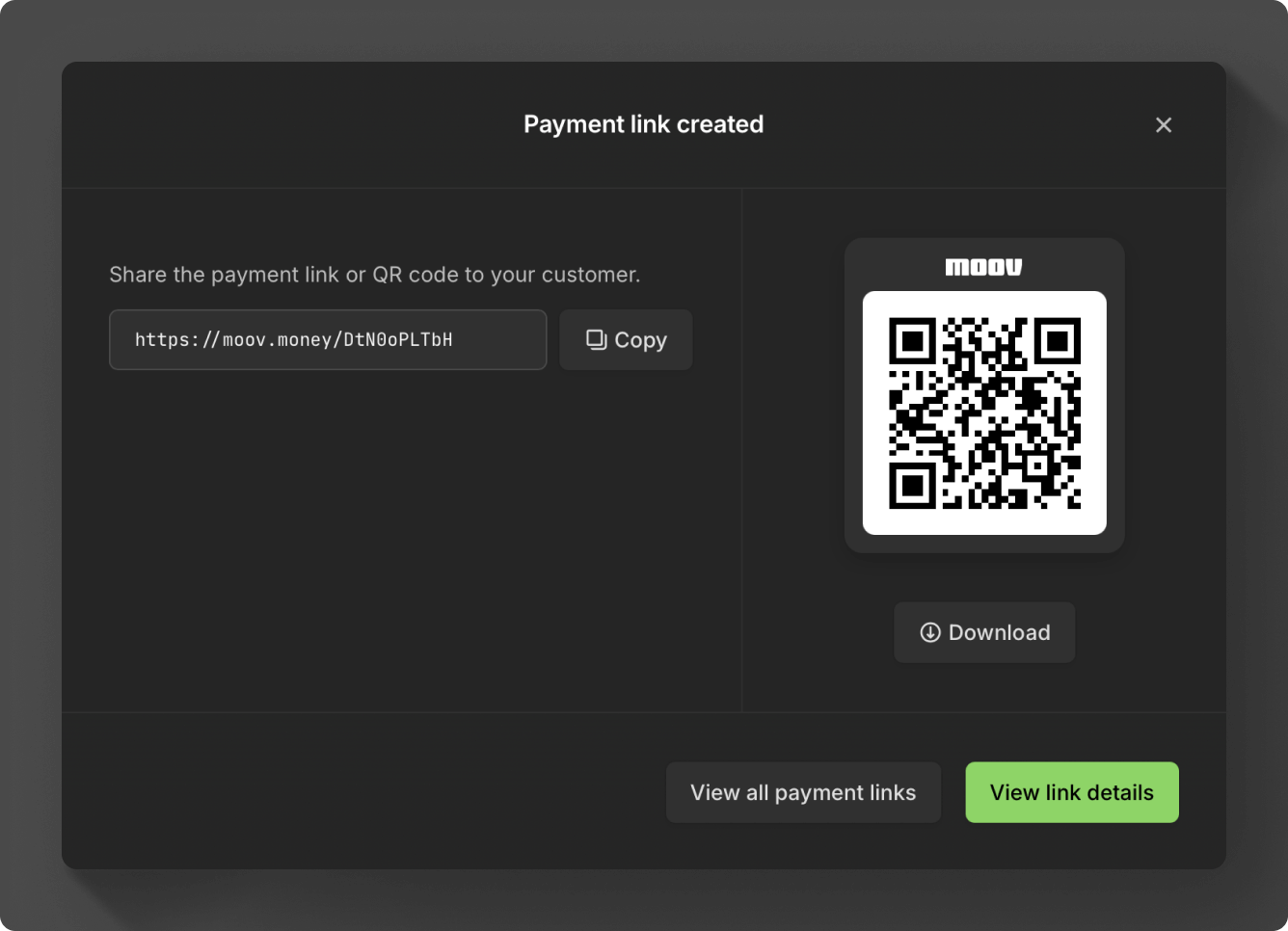 Sharable link and QR code