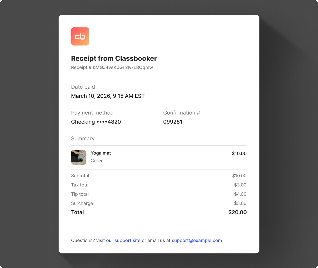 Email receipt